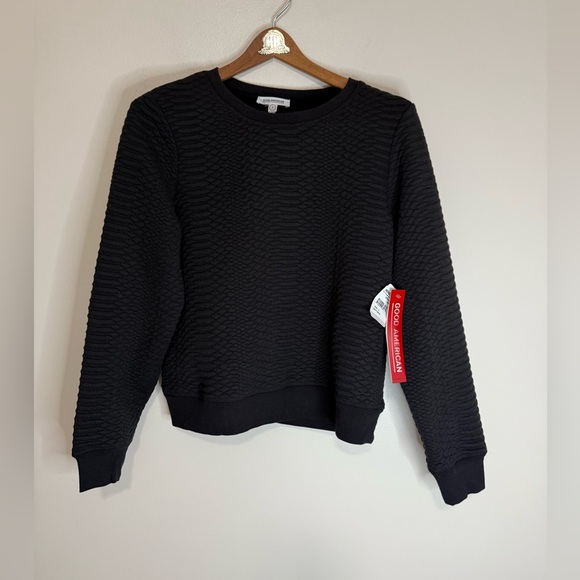 Good American Sweaters - Good American NWT Black Textured Crewneck Sweatshirt  In size 2